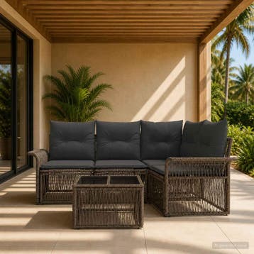 vidaXL Tuinbankenset 5 st Grijs poly rattan, Verzenden, Nieuw, 5 zitplaatsen