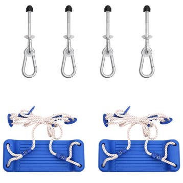 vidaXL Schommelzitjes 2 st met klimstenen polyetheen blauw, Kinderen en Baby's, Speelgoed | Buiten | Speeltoestellen, Verzenden