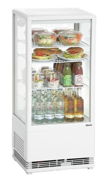 Bartscher Mini-koelvitrine 78L | Wit | 3 roosters | LED-verl, Witgoed en Apparatuur, Koelkasten en IJskasten, Ophalen of Verzenden