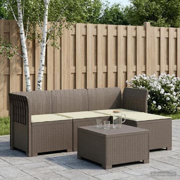 vidaXL 4-Persoons Tuinbank met Kussens Rieten Look PP, Verzenden, Nieuw