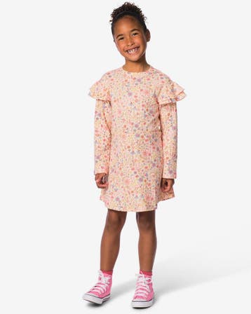 HEMA Kinderjurk A-lijn rib bloemen roze van €16.99 voor sale, Verzenden, Nieuw