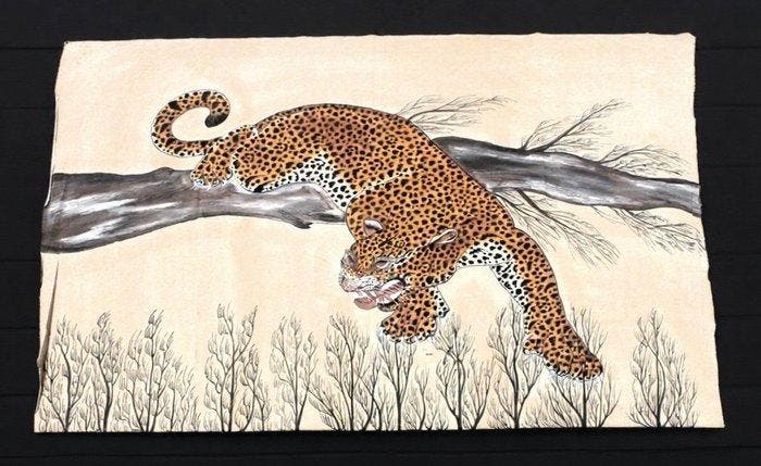 Unknown artist - Large Leopard Decorative Canvas –, Antiek en Kunst, Kunst | Niet-Westerse kunst