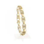 Gouden schakelarmband met zirconia; 22 cm, Sieraden, Tassen en Uiterlijk, Armbanden, Gebruikt, Overige kleuren, Ophalen of Verzenden