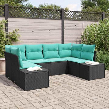 vidaXL Tuinbankenset 6 st 6-Aantal zitplaatsen Zwart en, Verzenden, Nieuw, 6 zitplaatsen