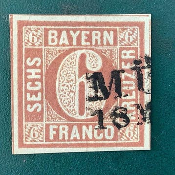 Beieren 1849 - 6 Kreuzer type I gekeurd Brettl - Michel 4I, Gestempeld