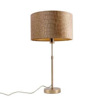 Tafellamp brons met velours kap krokodil 35cm - Parte, Verzenden, Nieuw
