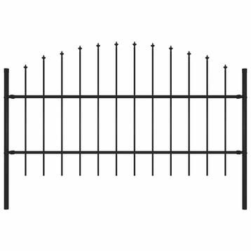 vidaXL Tuinhek Woerden met speerpunt staal 170x100 cm zwart, Verzenden, Nieuw, IJzer, 1 tot 2 meter