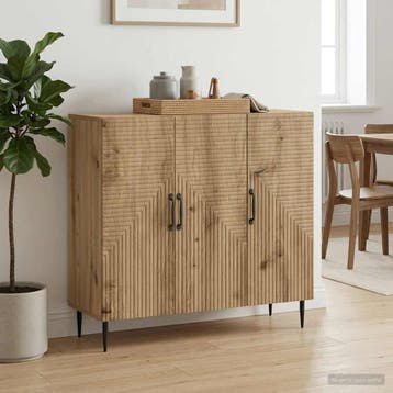 vidaXL Dressoir Artisanaal eiken 89 x 34,5 x 80 cm Bewerkt, Huis en Inrichting, Kasten | Dressoirs, Verzenden, Nieuw, Overige houtsoorten