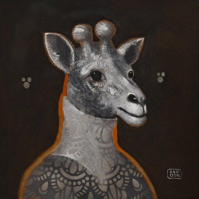 Eduard Zentsik - Holy Life — Royal Giraffe, Antiek en Kunst, Kunst | Schilderijen | Modern