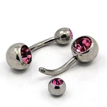 RVS 316 Chirurgisch staal Navel piercing met kristal 24x8..., Ophalen of Verzenden, Nieuw, Overige typen
