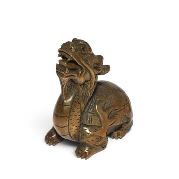 Handgesneden buxushout Longgui Drakentortel netsuke –