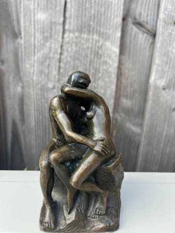 Beeld, Rodin de kus - 14 cm - Brons