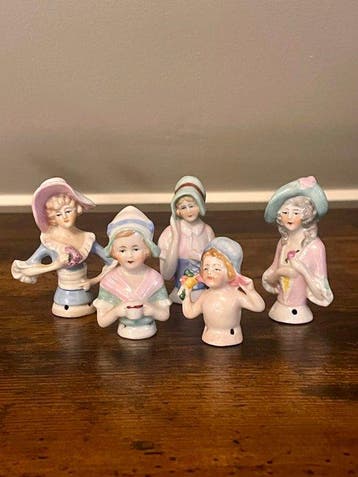 Beeldje - Porcelain half-dolls (set of 5) (5) - Porselein