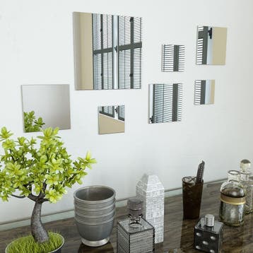 vidaXL Wandspiegels vierkant glas 7 st, Huis en Inrichting, Verzenden, Nieuw