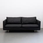 1x Montis Axel Bank 3-Zits/190cm Zwart Leder - Sledepoot, Ophalen, 150 tot 200 cm, Driepersoons, 75 tot 100 cm