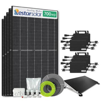 Zonnepanelen Pakket Platdak 3.5 kW 5x 700Wp Micro-omv., Doe-het-zelf en Verbouw, Zonnepanelen en Toebehoren, Ophalen of Verzenden