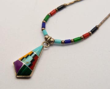 etnisch Navajo - 925 zilver turkoois, malachiet, koraal en