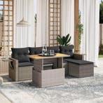 vidaXL 6-delige Loungeset met kussens poly rattan grijs, Verzenden, Nieuw, Loungeset