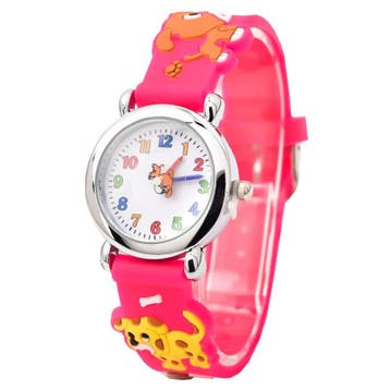 Fako - Kinderhorloge - 3D - Puppies - Fuchsia, Sieraden, Tassen en Uiterlijk, Horloges | Kinderen, Verzenden, Nieuw