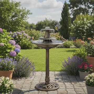 Bronzen Vogelbad Fontein met Bekken - 50x91 cm - Duurzaam Ku, Tuin en Terras, Verzenden, Nieuw