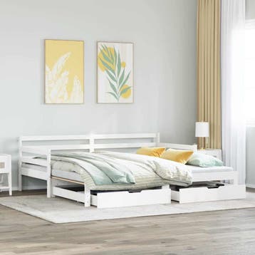 vidaXL Slaapbank met onderschuifbed/lades zonder matras, Huis en Inrichting, Slaapkamer | Bedden, 90 cm, Eenpersoons, Verzenden