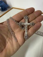 Vintage Crucifix - .925 zilver - 1850-1900 - Kruisbeeld en, Antiek en Kunst