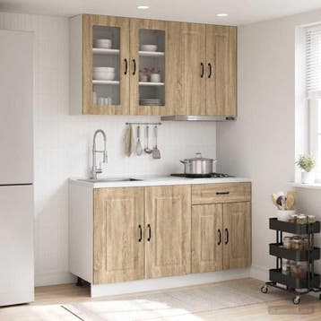vidaXL Keukenblok KALMAR 4 pcs Sonoma Eiken Bewerkt hout, Verzenden, Nieuw, Bruin