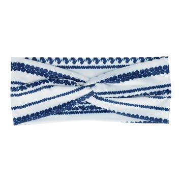 Haarband Twist 9cm – Bloemenprint Ibiza Streep – Jersey Stof, Nieuw