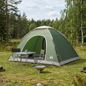 vidaXL Kamperen tent 6-persoons Groen 185T Polyester met PU, Verzenden, Nieuw, Tot en met 2
