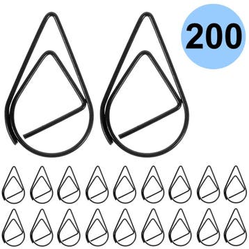 Fako Bijoux - 200x Paperclip Druppel Zwart - Druppelvormige, Verzenden, Nieuw