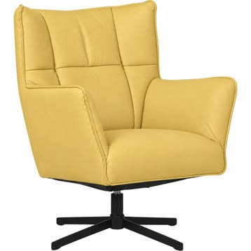 Leren draaifauteuil Lovely - Toledo Lemon (geel), Nieuw, Ophalen of Verzenden, 75 tot 100 cm, Eigentijds, Modern, Retro, Vintage