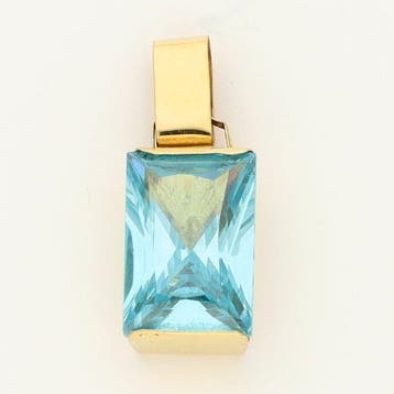 Hanger - 18 karaat Geel goud - aquamarijn