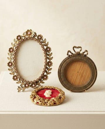 Fotolijst - Messing en brons - Antieke miniaturen - drie