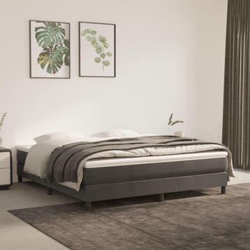 vidaXL Boxspring bed 180x200 cm fluweel donkergrijs, Huis en Inrichting, Slaapkamer | Bedden, Eenpersoons, Verzenden, Nieuw, 80 cm