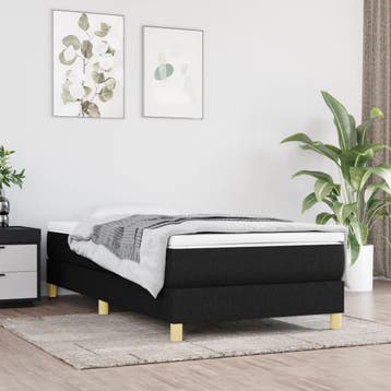 vidaXL Boxspring bed 90x200 cm stof zwart, 90 cm, Eenpersoons, Verzenden, Zwart