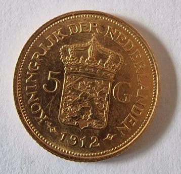 Nederland. Wilhelmina. 5 Gulden 1912