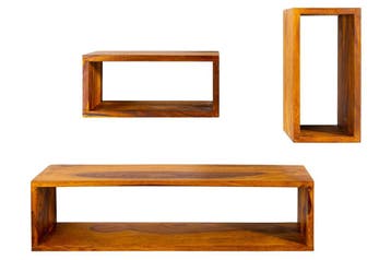 Wandplank HEMINGWAY 43-94cm set van 3 sheesham naturel -, Ophalen of Verzenden, Nieuw