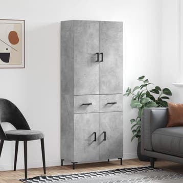 vidaXL buffetkast 69,5x34x180 cm bewerkt hout betongrijs, Minder dan 50 cm, Verzenden, Nieuw, Minder dan 100 cm
