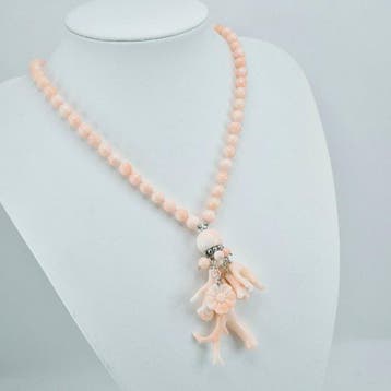 Koraal - Zilver - Halsketting - Roze koraal