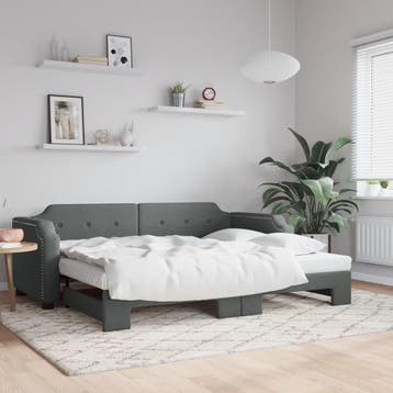 vidaXL Slaapbank met onderschuifbed 90x200 cm stof, 90 cm, Eenpersoons, Verzenden, Nieuw