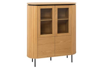 Highboard ATELIER 140 cm, naturel eikenhoutlook met zwarte, Ophalen of Verzenden, Nieuw