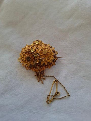 Broche - 14 karaat Geel goud - Antieke gouden mutsenbel