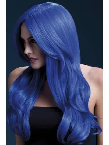 Professionele pruik lang neon blauw, Ophalen of Verzenden, Nieuw