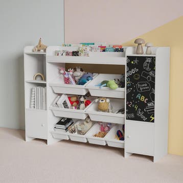 Boekenkast met 8 Opbergboxen en Krijtbord voor Kinderkamer, Verzenden, Nieuw