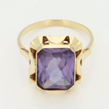 Ring - 14 karaat Geel goud - Saffier, Nieuw