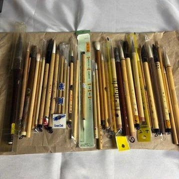 Grote partij van 36 vintage Japanse Shodo-kalligrafiekwasten