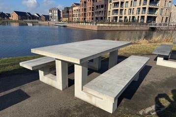 Rockwood® Betonnen Picknickset The Rock (Grijs) 2.00m, Ophalen of Verzenden, Nieuw, Rechthoekig, Hout