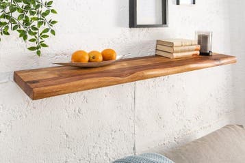 Stevige wandplank MAMMUT 115cm Sheesham plank met boomrand -, Ophalen of Verzenden, Nieuw