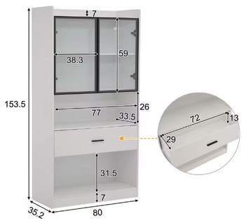 Vitrinekast 80×35,2×153,5 cm – LED-opbergkast met Glazen Deu, Verzenden, Nieuw