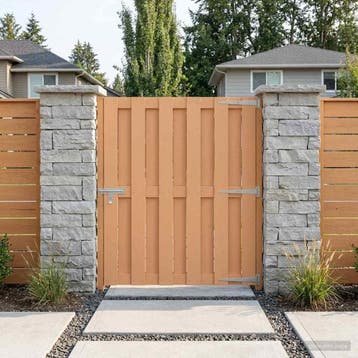 vidaXL Tuinpoort 100 x 112 cm WPC en Aluminium Bruin, Tuin en Terras, Tuinpoorten, Verzenden, Nieuw